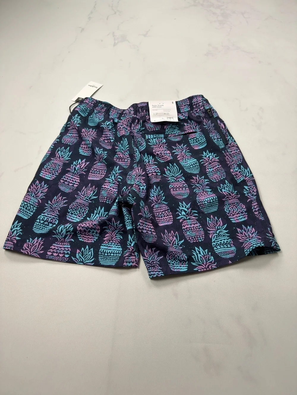 Goodfellow & Co Swim Trunks Navy Pineapple Print - Mens S NWT